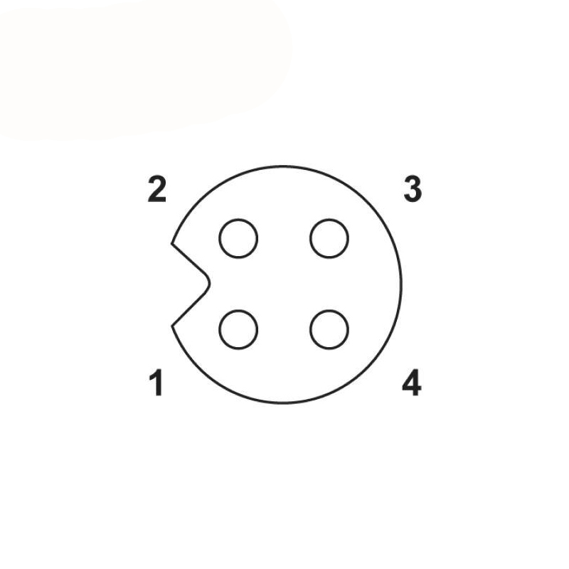M5 4pins A code female straight front panel mount connector,unshielded,solder,brass with nickel plated shell